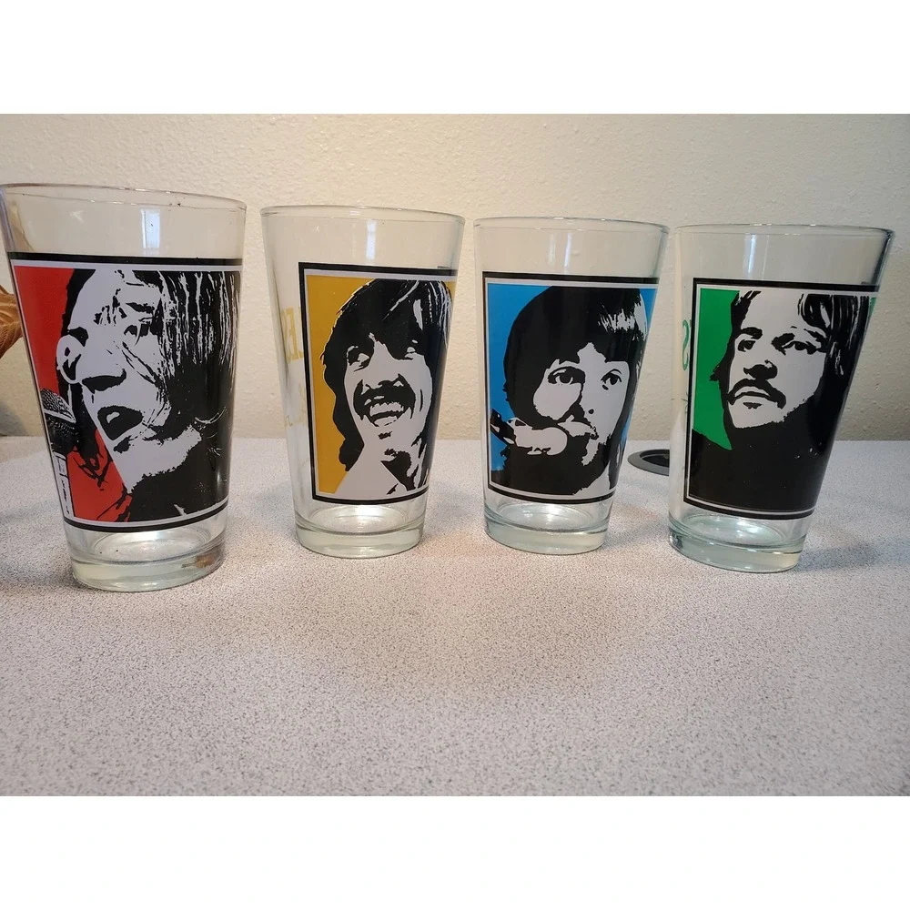 Beatles Let It Be Pint Glass Set 2011 Apple Corps John Paul George Ringo 4pc